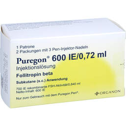 Abbildung: Puregon 600 I.E. / 0,72 ml Injektion -Lösung i.Pat. + 6 Nad. 1 St, Injektionslösung PZN 15612714