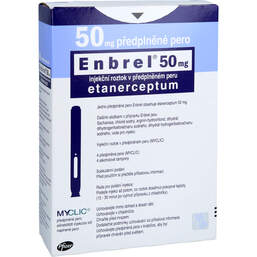 Abbildung: Enbrel 50 mg Myclic Injektionslösung in einem Fertigpen 4 St, Injektionslösung PZN 15612720