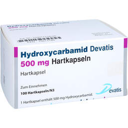 Abbildung: Hydroxycarbamid Devatis 500 mg Hartkapseln 100 St, Hartkapseln PZN 15613180