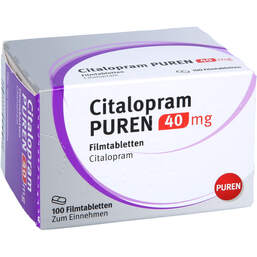 Abbildung: Citalopram Puren 40 mg Filmtabletten 100 St, Filmtabletten PZN 15616669