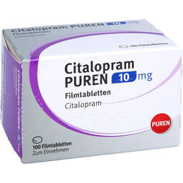 Abbildung: Citalopram Puren 10 mg Filmtabletten 100 St, Filmtabletten PZN 15616712