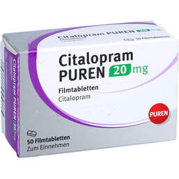 Abbildung: Citalopram Puren 20 mg Filmtabletten 50 St, Filmtabletten PZN 15616735