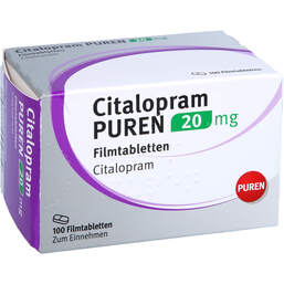 Abbildung: Citalopram Puren 20 mg Filmtabletten 100 St, Filmtabletten PZN 15616741