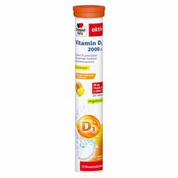 Abbildung: Doppelherz Vitamin D3 2000 I.E. Brausetabletten 15 St, Brausetabletten PZN 15616801