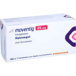Abbildung: Moventig 25 mg Filmtabletten 100 St, Filmtabletten PZN 15617479