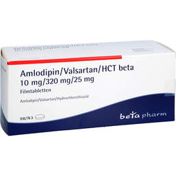 Abbildung: Amlodipin / Valsartan / HCT beta 10mg / 320mg / 25mg Fta 98 St, Filmtabletten PZN 15617901