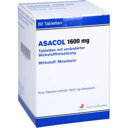 Abbildung: Asacol 1600 mg Tabletten mit veränderter Wirkstofffreis. 60 St, Tablette mit veränderter Wirkstofffreisetzung PZN 15619030