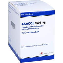 Abbildung: Asacol 1600 mg Tabletten mit veränderter Wirkstofffreis. 90 St, Tablette mit veränderter Wirkstofffreisetzung PZN 15619047