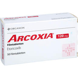Abbildung: Arcoxia 120 mg Filmtabletten 50 St, Filmtabletten PZN 15619490