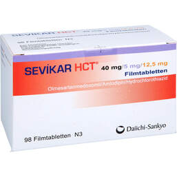 Abbildung: Sevikar HCT 40 mg / 5 mg / 12,5 mg Filmtabletten 98 St, Filmtabletten PZN 15619509