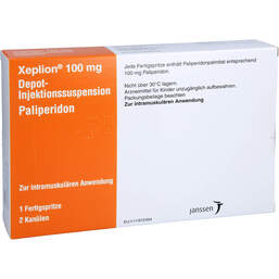 Abbildung: Xeplion 100 mg Depot-Injektionssuspension in einer Fertigspritze  1 St, Depot-Injektionssuspension PZN 15619797