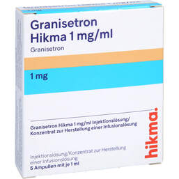 Abbildung: Granisetron Hikma 1 mg / ml Injektionslösung / Konzentrat z.H.Infusionsl. 5X1 ml, Infusionslösungskonzentrat PZN 15620435
