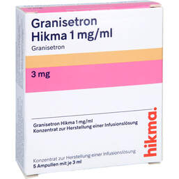 Abbildung: Granisetron Hikma 1 mg / ml Konzentrat zur Herstellung einer Infusionslösung  5X3 ml, Infusionslösungskonzentrat PZN 15620441