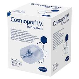 Abbildung: Cosmopor® I.V. transparent Fixierverband 7x9 cm steril 100 St, Pflaster PZN 15622109