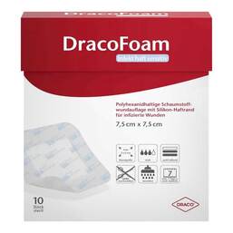 Abbildung: Dracofoam Infekt haft sensitiv Wundauf.7,5x7,5 cm 10 St, Verband PZN 15623296