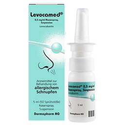 Abbildung: Levocamed 0,5 mg / ml Nasenspray Suspension 5 ml, Nasenspray PZN 15624829