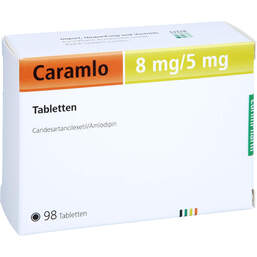 Abbildung: Caramlo 8 mg / 5 mg Tabletten 98 St, Tabletten PZN 15637128