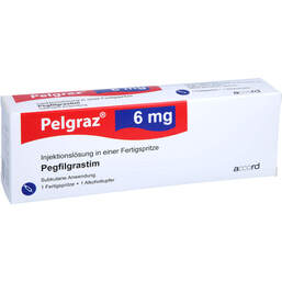 Abbildung: Pelgraz 6 mg Injektionslösung Fertigspritze mit autom.Nadels. 1 St, Injektionslösung PZN 15639392