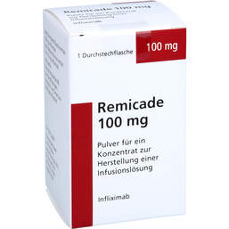 Abbildung: Remicade 100 mg Pulver für einer Konzentration z.Her.einer Infusionsl.Dsflasche  1 St, Pulver zur Herstellung eines Infusionslösungskonzentrates PZN 15658194
