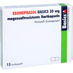 Abbildung: Esomeprazol Basics 20 mg magensaftresistent Hartkapseln 15 St, Magensaftresistente Hartkapseln PZN 15744321