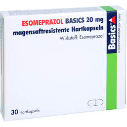 Abbildung: Esomeprazol Basics 20 mg magensaftresistent Hartkapseln 30 St, Magensaftresistente Hartkapseln PZN 15744338