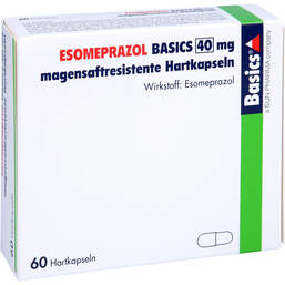 Abbildung: Esomeprazol Basics 40 mg magensaftresistent Hartkapseln 60 St, Magensaftresistente Hartkapseln PZN 15744396