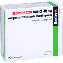 Abbildung: Esomeprazol Basics 40 mg magensaftresistent Hartkapseln 90 St, Magensaftresistente Hartkapseln PZN 15744404