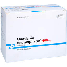 Abbildung: Quetiapin-neuraxpharm 400 mg Filmtabletten 100 St, Filmtabletten PZN 15745332