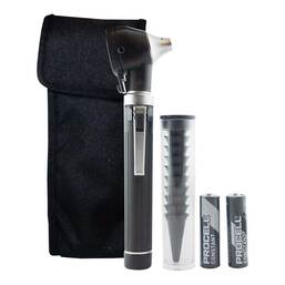 Abbildung: Otoskop mit Fiberoptik + 10 Einwegtrichter schwarz 1 St PZN 15746604