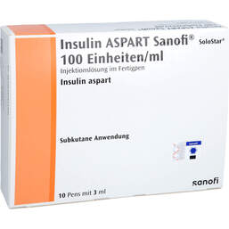 Abbildung: Insulin Aspart Sanofi 100 E / ml Ilo im Fertigpen Sol 10X3 ml, Injektionslösung PZN 15747130