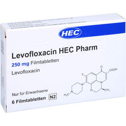 Abbildung: Levofloxacin Hec Pharm 250 mg Filmtabletten 6 St, Filmtabletten PZN 15781687