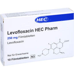 Abbildung: Levofloxacin Hec Pharm 250 mg Filmtabletten 10 St, Filmtabletten PZN 15781693