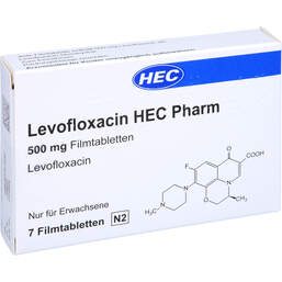 Abbildung: Levofloxacin Hec Pharm 500 mg Filmtabletten 7 St, Filmtabletten PZN 15781718