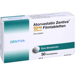 Abbildung: Atorvastatin Zentiva 10 mg Filmtabletten 30 St, Filmtabletten PZN 15784295