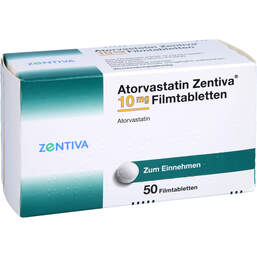 Abbildung: Atorvastatin Zentiva 10 mg Filmtabletten 50 St, Filmtabletten PZN 15784303