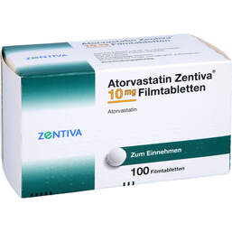 Abbildung: Atorvastatin Zentiva 10 mg Filmtabletten 100 St, Filmtabletten PZN 15784326