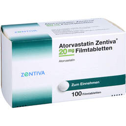 Abbildung: Atorvastatin Zentiva 20 mg Filmtabletten 100 St, Filmtabletten PZN 15784355