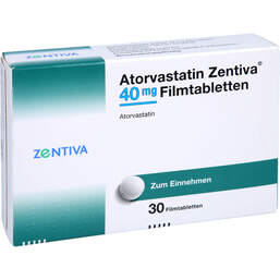 Abbildung: Atorvastatin Zentiva 40 mg Filmtabletten 30 St, Filmtabletten PZN 15784415