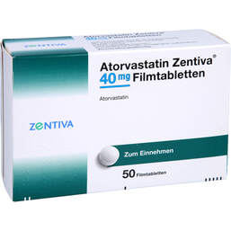 Abbildung: Atorvastatin Zentiva 40 mg Filmtabletten 50 St, Filmtabletten PZN 15784450