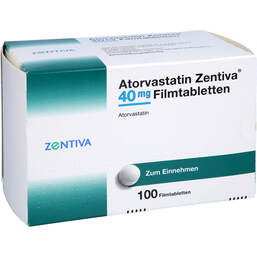 Abbildung: Atorvastatin Zentiva 40 mg Filmtabletten 100 St, Filmtabletten PZN 15784467