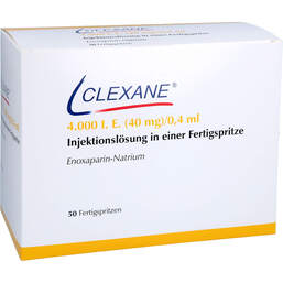 Abbildung: Clexane 4.000 I.E. 40mg / 0,4ml Ilo in einer Fertigspritze 50 St, Injektionslösung in einer Fertigspritze PZN 15814872