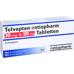 Abbildung: Tolvaptan-ratiopharm 30 mg + 90 mg Tabletten 56 St, Tabletten PZN 15821961