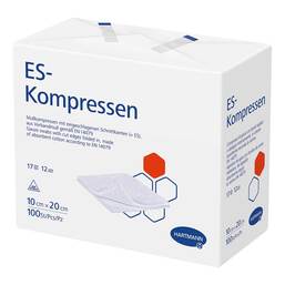 Abbildung: ES-Kompressen unsteril 10x20 cm 12fach 100 St, Kompressen PZN 15824652