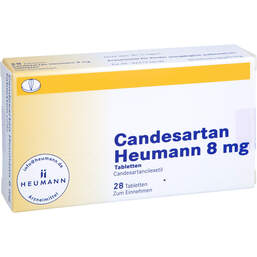Abbildung: Candesartan Heumann 8 mg Tabletten 28 St, Tabletten PZN 15864568