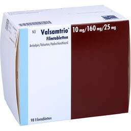 Abbildung: Valsamtrio 10 mg / 160 mg / 25 mg Filmtabletten 98 St, Filmtabletten PZN 15865349