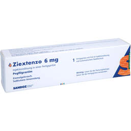 Abbildung: Ziextenzo 6 mg Injektionslösung Fertigspritze mit autom.Nadels. 1 St, Injektionslösung PZN 15870184