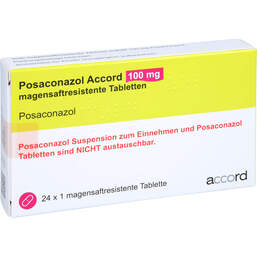 Abbildung: Posaconazol Accord 100 mg magensaftresistent Tabletten 24 St, Tabletten magensaftresistent PZN 15871924