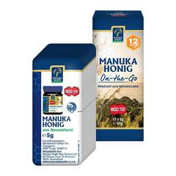 Abbildung: Manuka Health Mgo 100 + Manuka Honig on-the-go 12X5 g PZN 15874822