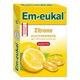 Abbildung: EM Eukal Bonbons Zitrone zuckerfrei Box 50 g, Bonbons PZN 15877660