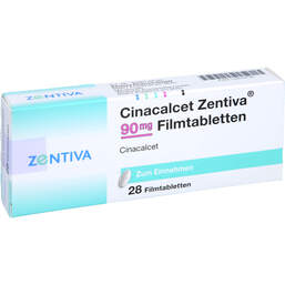 Abbildung: Cinacalcet Zentiva 90 mg Filmtabletten 28 St, Filmtabletten PZN 15879736